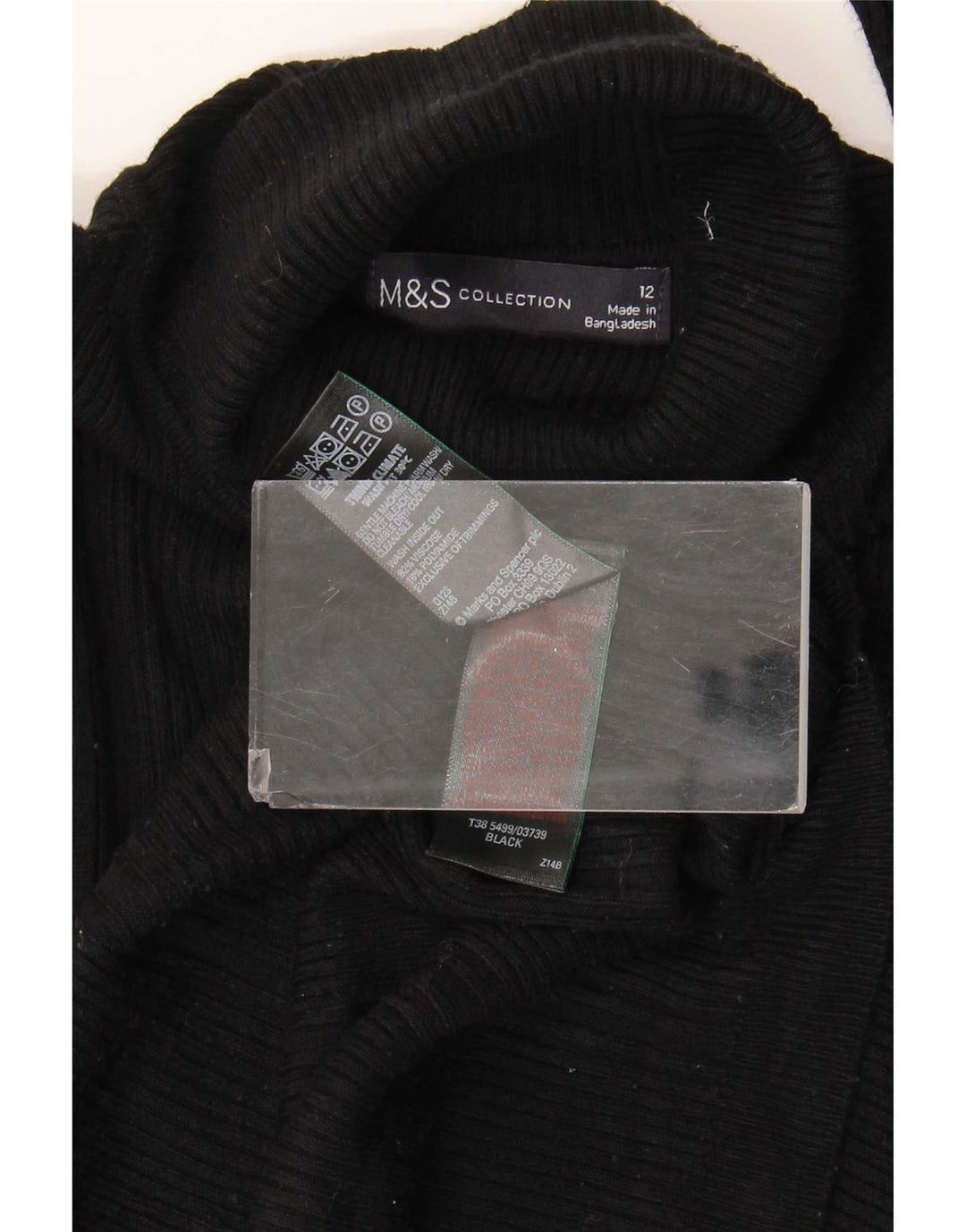 Marks & Spencer suéter con cuello vuelto para mujer, talla M, viscosa negra, Reino Unido 42