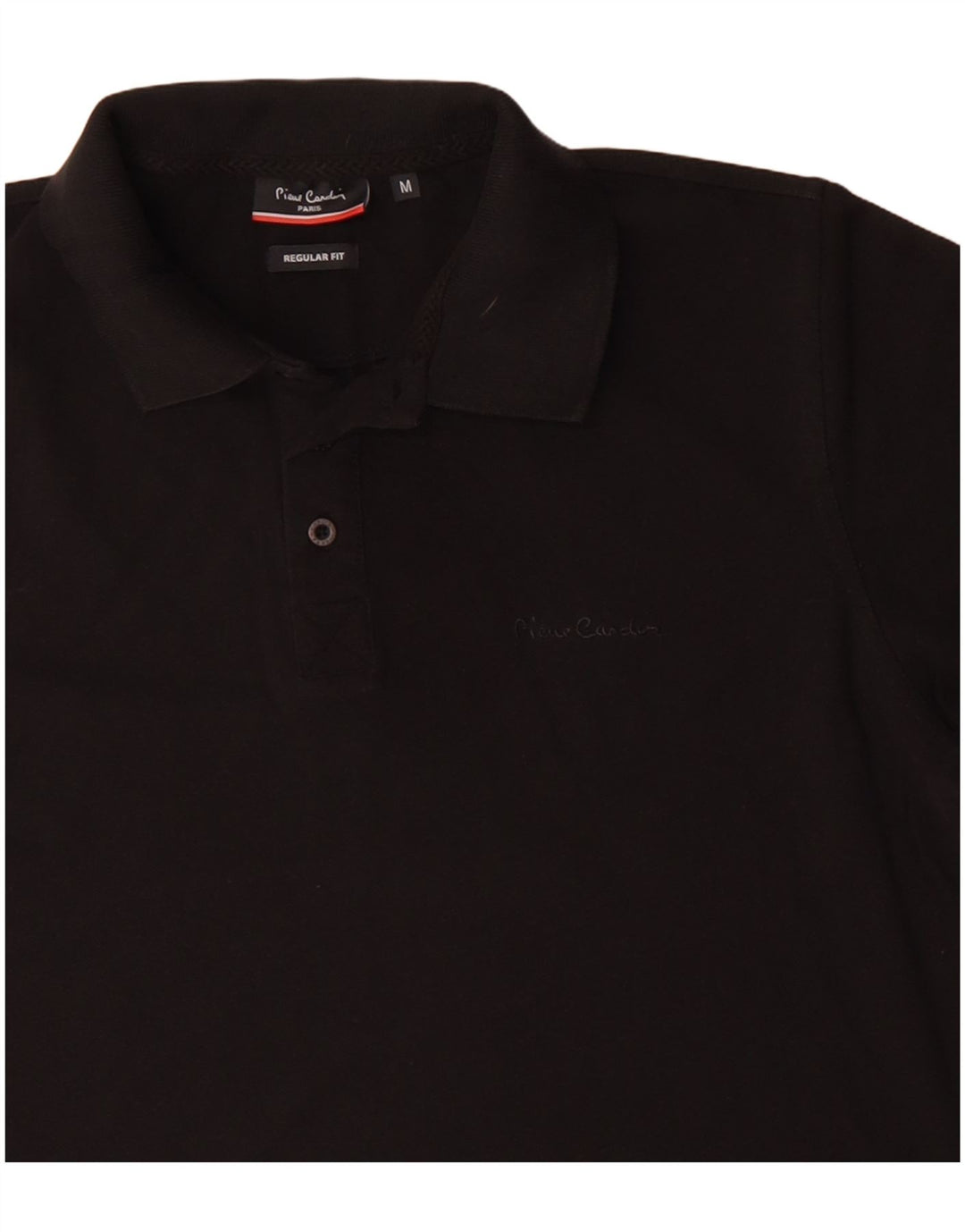 Pierre Cardin Polo de corte regular para hombre de algodón negro mediano