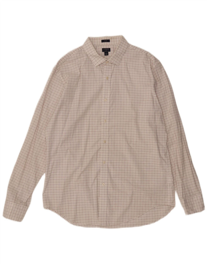 J. CREW Camisa delgada para hombre Talla 17 1/2 XL Algodón a cuadros blanco