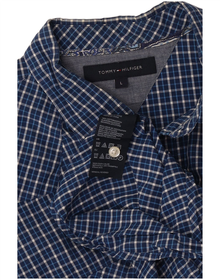 Camisa Tommy Hilfiger para hombre de algodón a cuadros azules grandes