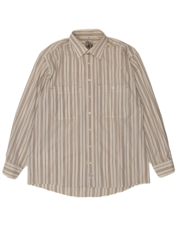 Camisa Dornbusch para hombre talla 42 grande blanca a rayas