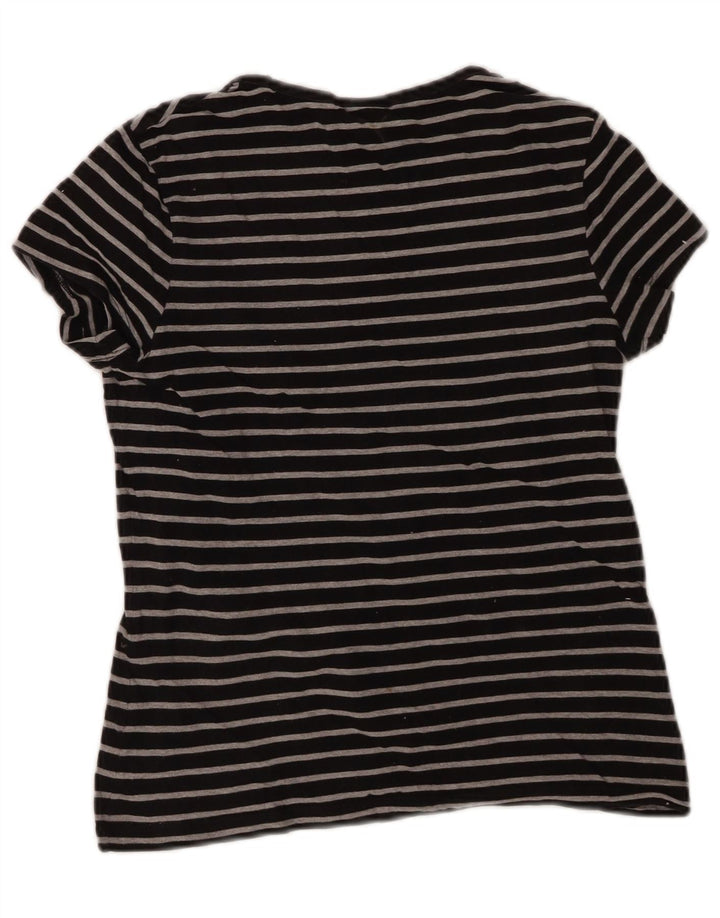 PUMA Womens T-Shirt Top UK 12 Medium Black Striped