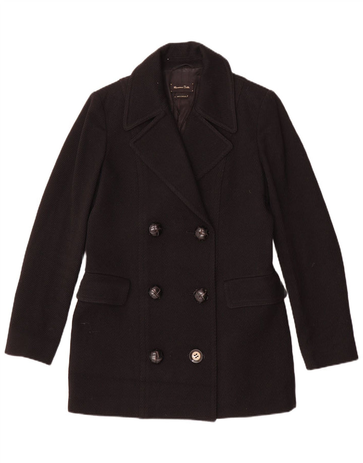 Massimo Dutti Abrigo Cruzado Mujer EU 38 Small Lana Negra