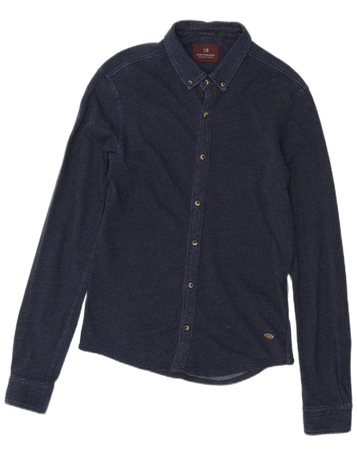 Camisa Scotch & Soda Hombre Mediana De Algodón Con Motivos Azul Marino
