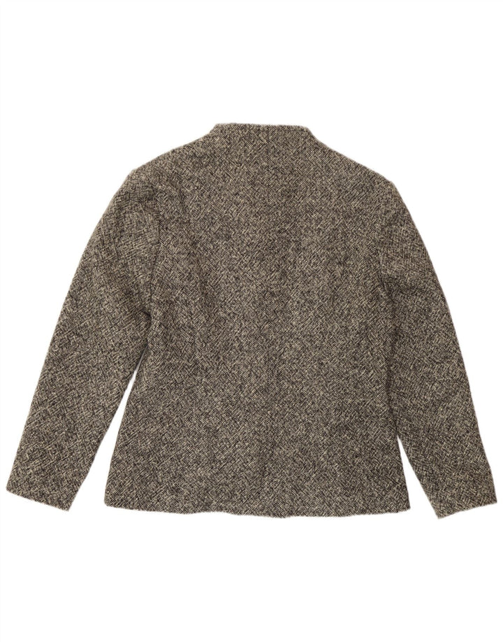 Vintage mujer 3 botones Blazer chaqueta Reino Unido 12 gris medio moteado