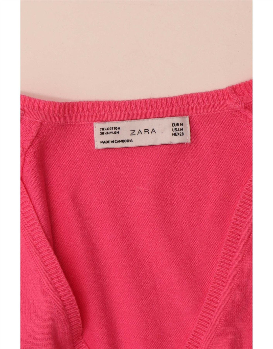 Zara Mujer Cárdigan Suéter UK 12 Algodón Rosa Medio