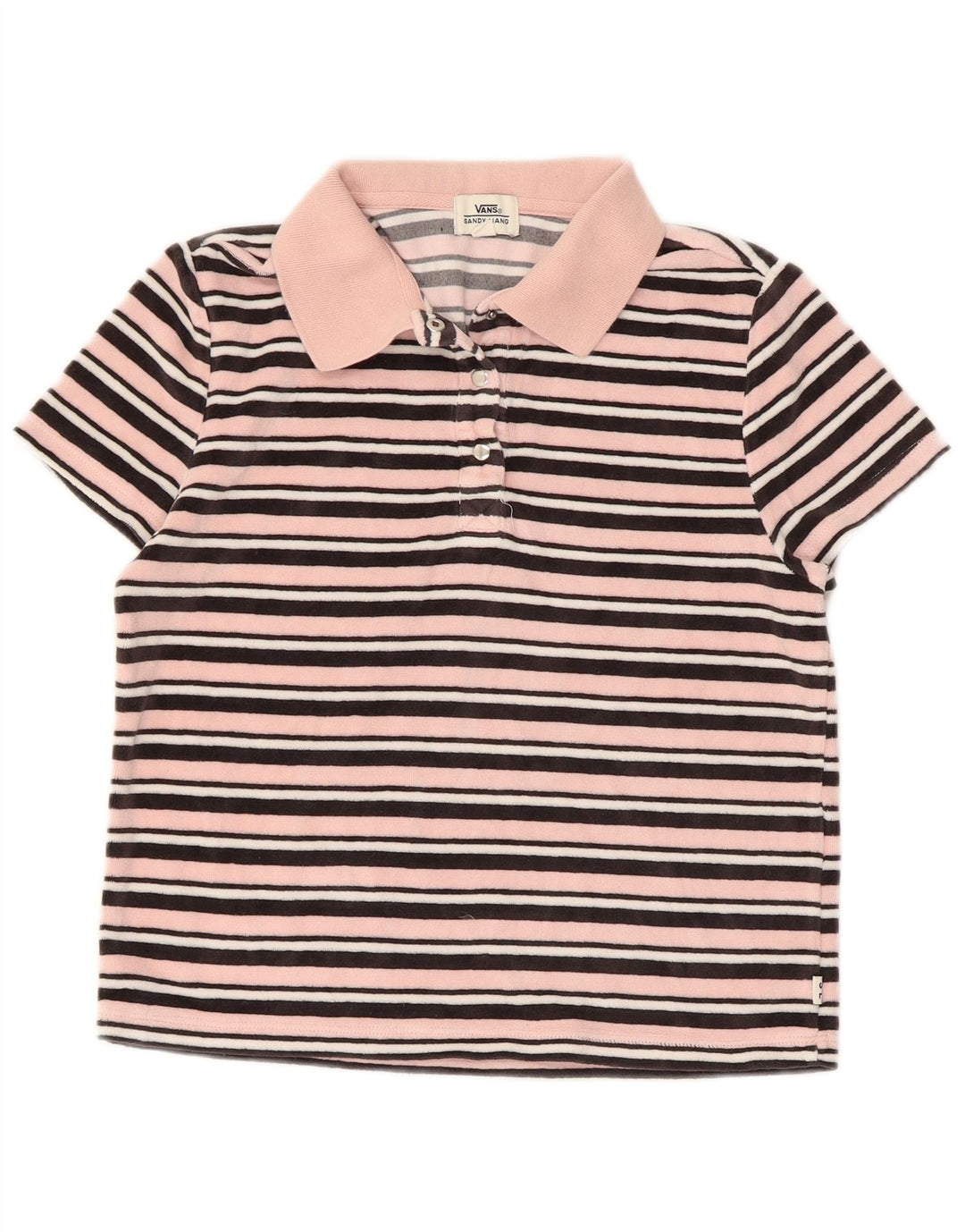VANS Womens Polo Shirt UK 12 Medium Pink Striped
