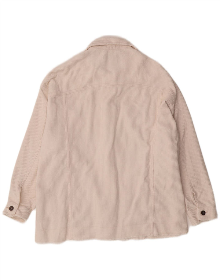 ZARA Chaqueta de pana extragrande para mujer Reino Unido 46 Grande Algodón blanco roto