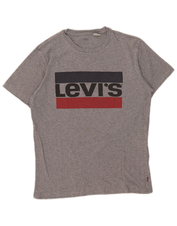 Levi's Camiseta gráfica para mujer Top UK 10 Pequeño algodón moteado gris