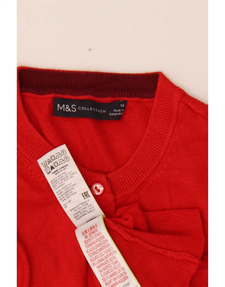 Marks & Spencer Suéter tipo cárdigan corto para mujer UK 44 Viscosa roja mediana