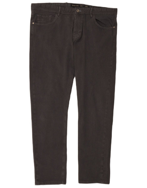 Massimo Dutti Pantalón Casual Slim Fit Hombre EU 46 XL W36 L32 Gris Algodón