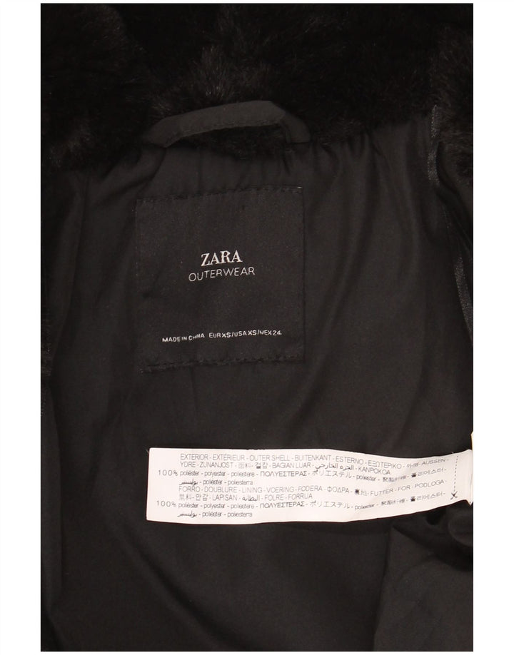 Zara Mujer Chaqueta De Piel Sintética UK 6 XS Poliéster Negro