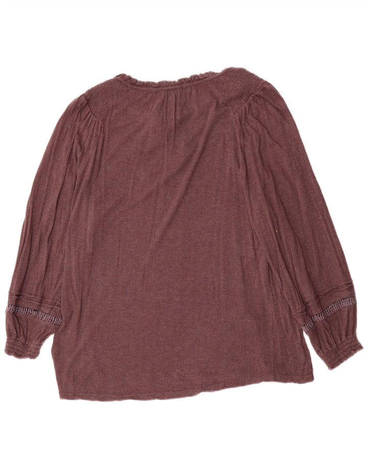 FAT FACE Blusa extragrande de manga larga para mujer UK 10 Small Marrón Viscosa