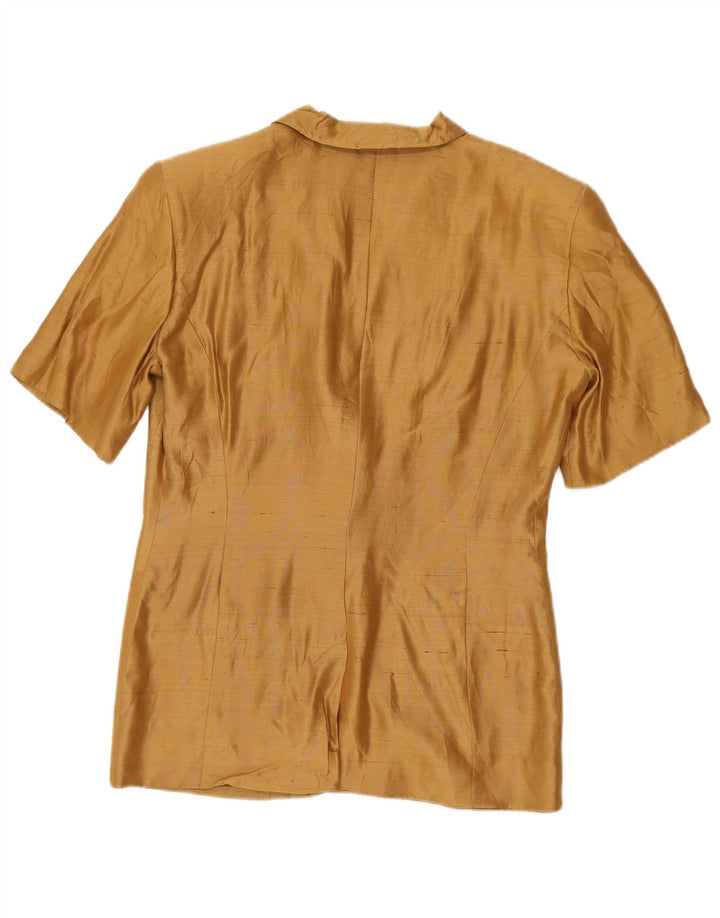 Max Mara Blusa de manga corta para mujer UK 42 Seda marrón medio