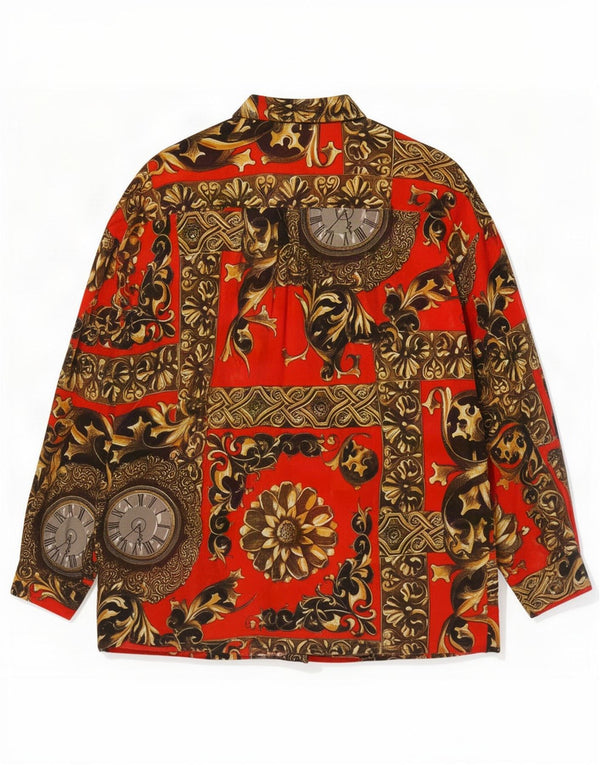Vintage Womens Abstract Pattern Overshirt Shirt UK 10 Small Red Paisley