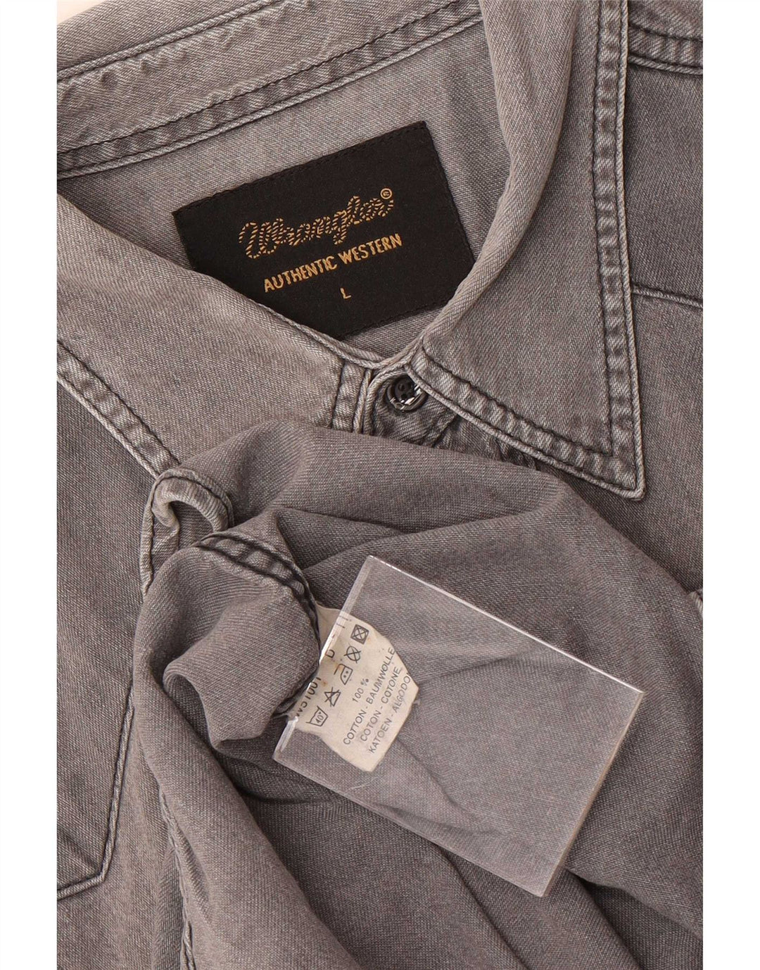 Wrangler Camisa Vaquera Para Hombre Algodón Gris Grande