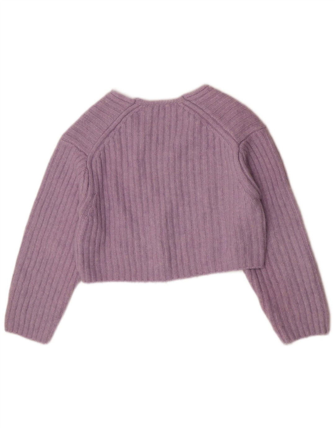 Zara Jersey corto con cuello en V para mujer UK 44 Poliéster morado medio