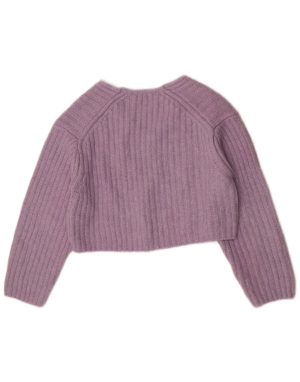 Zara Jersey corto con cuello en V para mujer UK 44 Poliéster morado medio