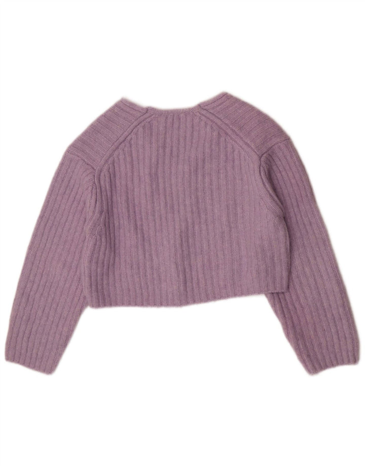 Zara Jersey corto con cuello en V para mujer UK 44 Poliéster morado medio