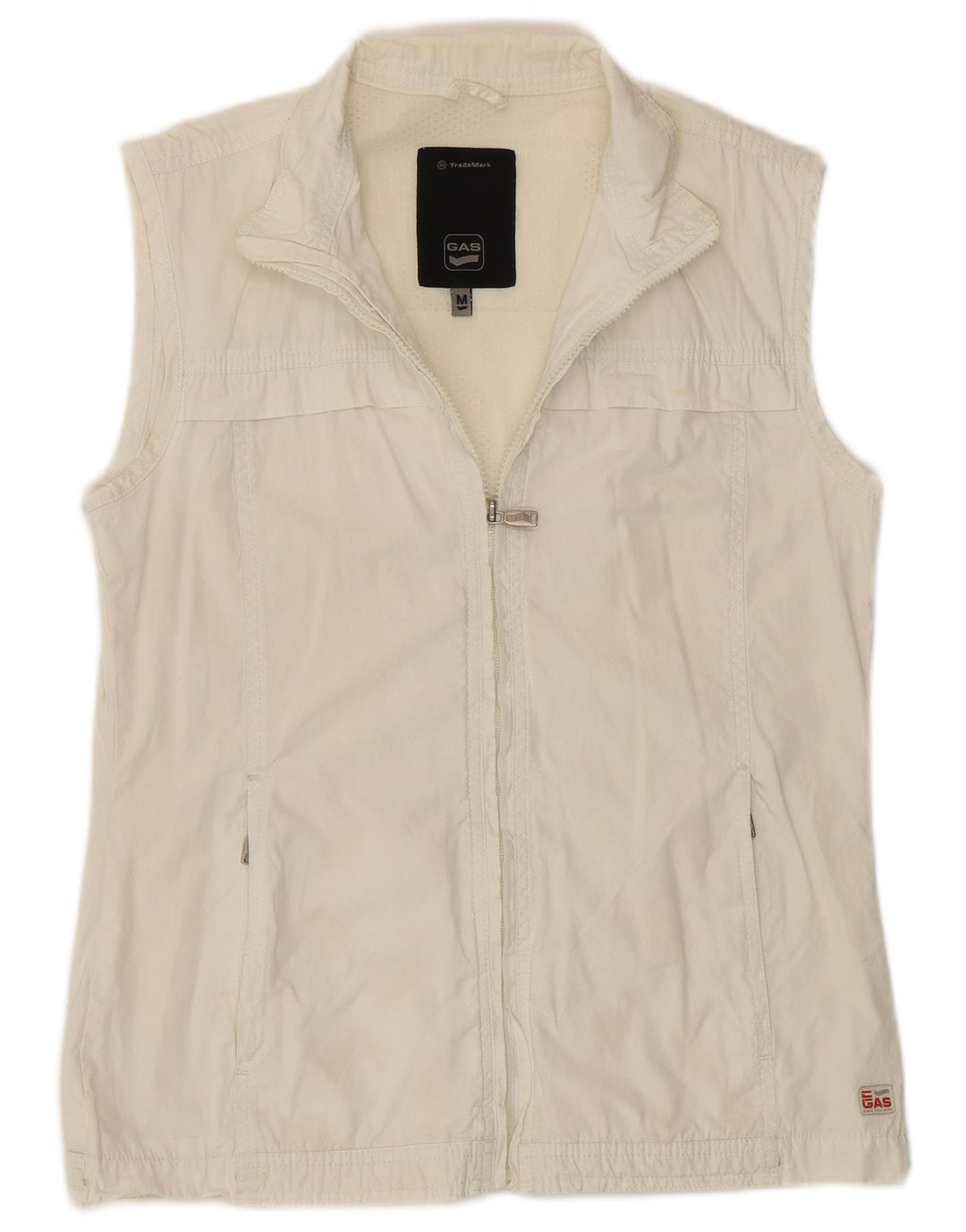 Gas Mujer Sin Mangas Chándal Top Chaqueta UK 40 Mediana Algodón Blanco