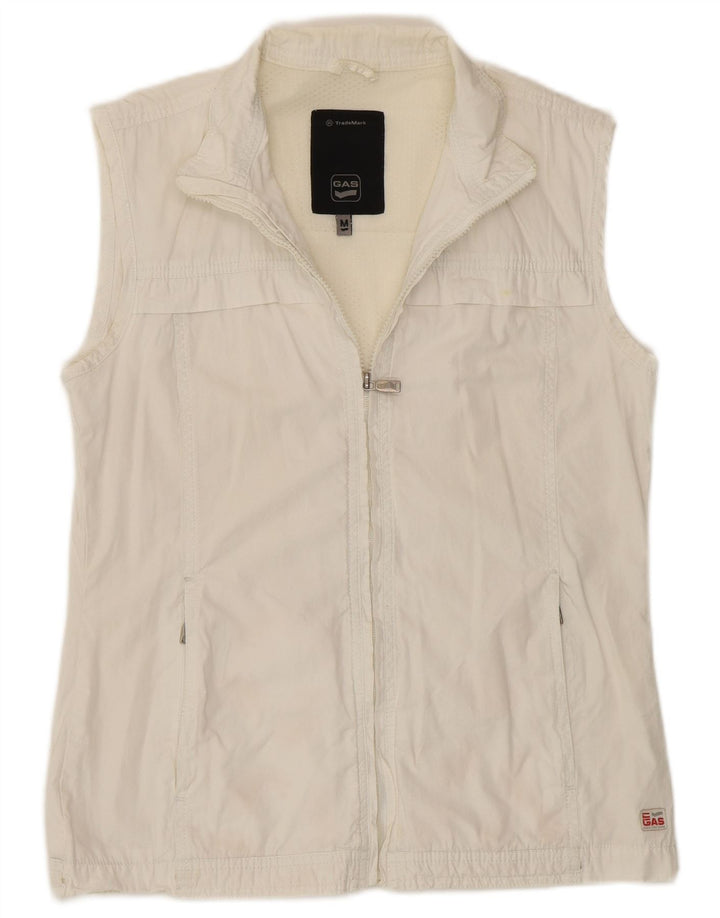 Gas Mujer Sin Mangas Chándal Top Chaqueta UK 40 Mediana Algodón Blanco