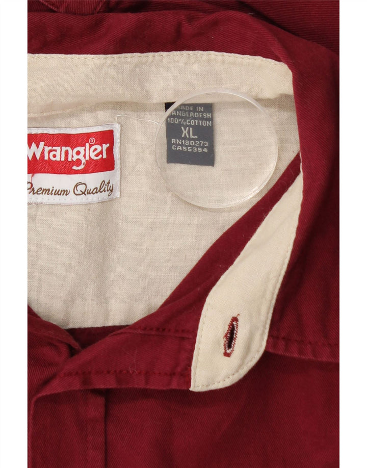 Camisa Wrangler Hombre XL Algodón Burdeos