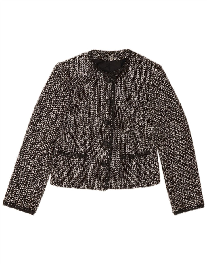 Vintage mujer 5 botones Blazer chaqueta IT 44 medio negro