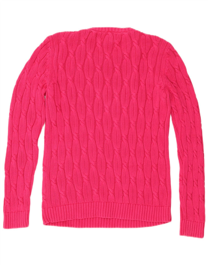 Lands End Jersey de cuello redondo para mujer UK 14 Algodón rosa medio