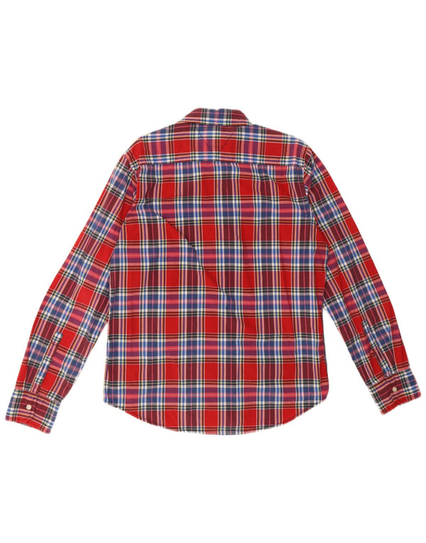 Camisa Tommy Hilfiger para hombre de algodón a cuadros rojos grandes