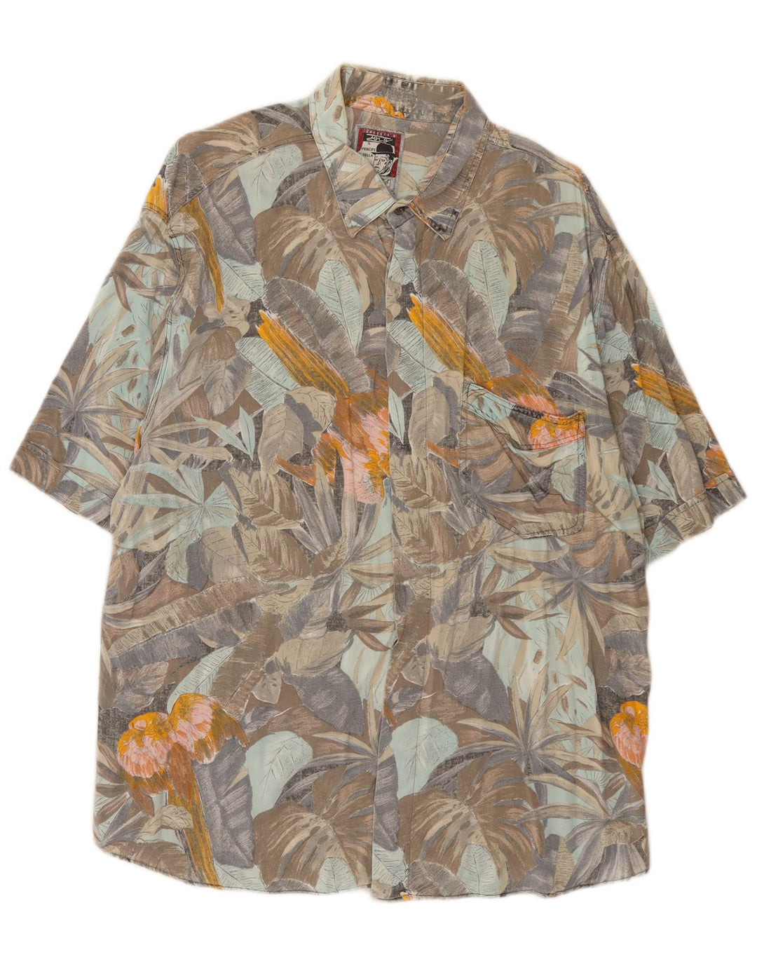 Camisa Vintage Hombre Manga Corta XL Multicolor Floral
