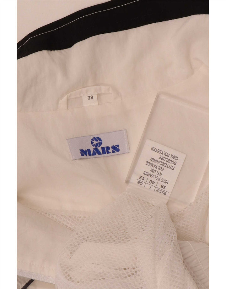 Vintage mujer chándal top chaqueta Reino Unido 12 medio blanco colorblock