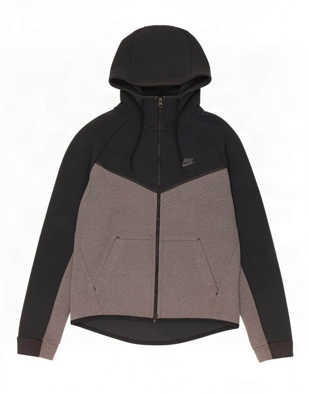 Nike - Sudadera con capucha y cremallera para hombre, algodón color block, color negro mediano