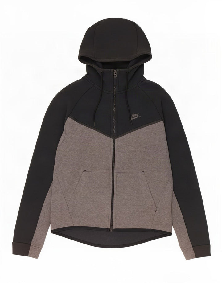 Nike - Sudadera con capucha y cremallera para hombre, algodón color block, color negro mediano