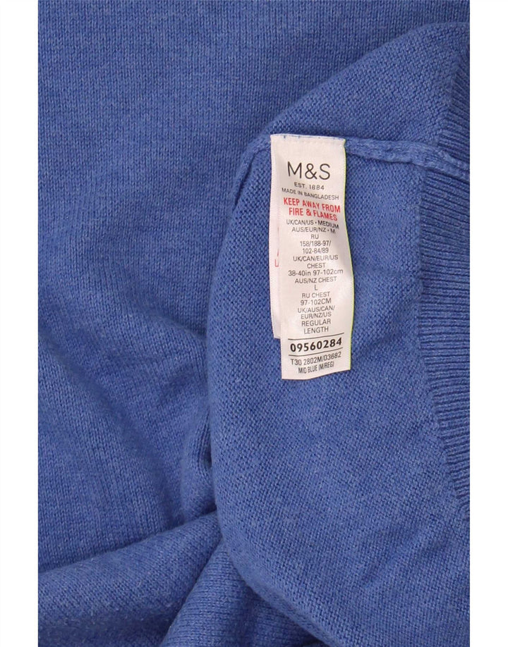 Marks & Spencer Jersey con cuello en V para hombre de algodón azul medio