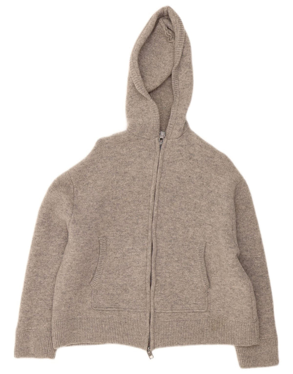 Zara Mujer Cárdigan Con Capucha Suéter UK 44 Lana Gris Medio