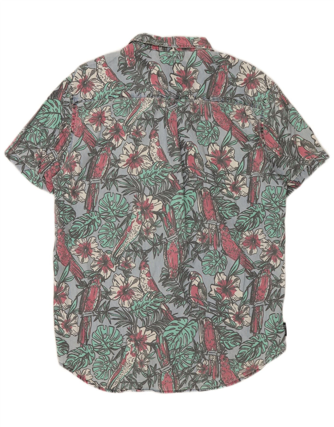 SUPERDRY Camisa de manga corta de corte regular para hombre de algodón floral azul grande