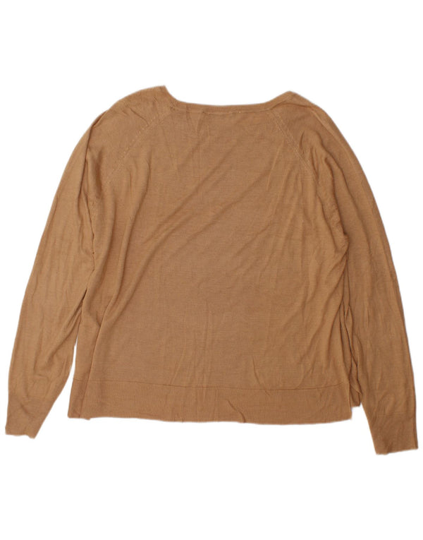 Zara Mujer Jersey Cuello Barco Jersey UK 40 XL Viscosa Marrón