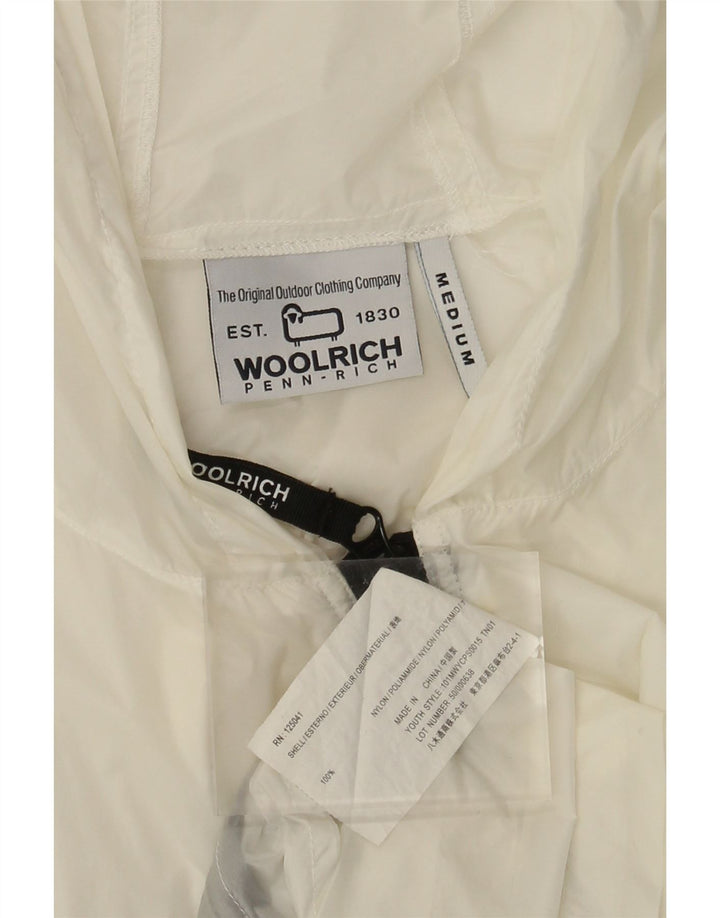 Woolrich Chaqueta impermeable con capucha para mujer UK 44 Medium White Nylon