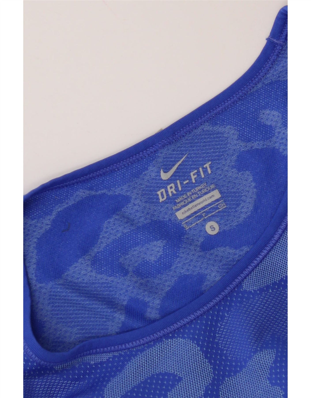 NIKE Camiseta Dri Fit para Mujer UK 10 Small Blue Camuflaje