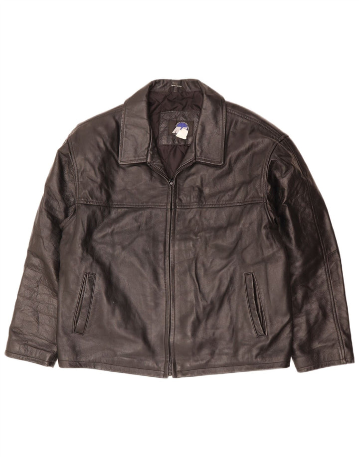 Chaqueta de cuero vintage para hombre Reino Unido 42 XL cuero negro