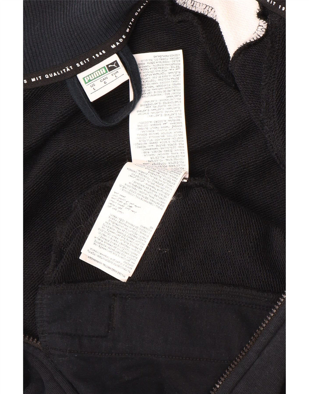 Puma Mujer Crop Chándal Top Chaqueta UK 40 Grande Negro Colorblock