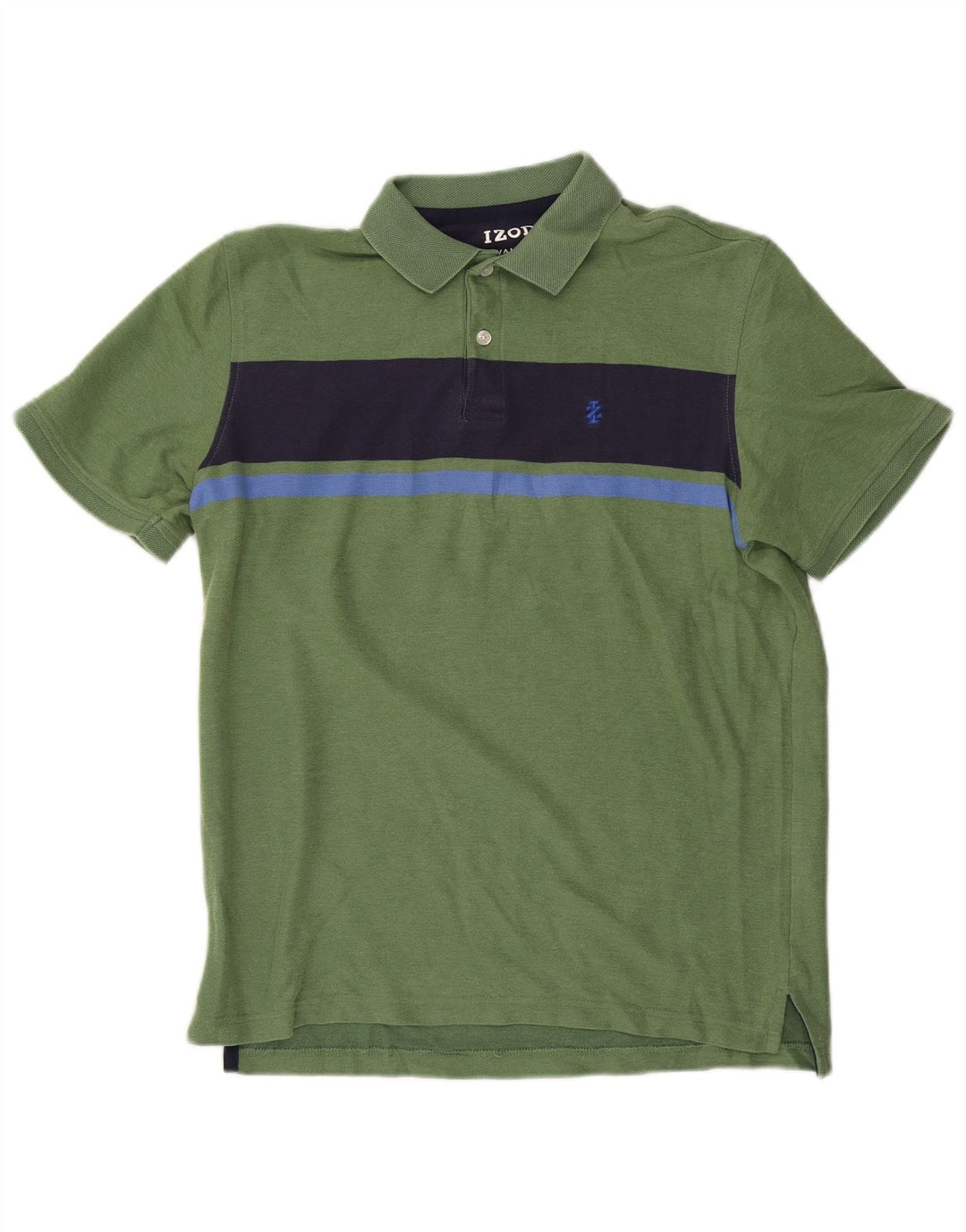 IZOD Polo para hombre de algodón color block verde medio