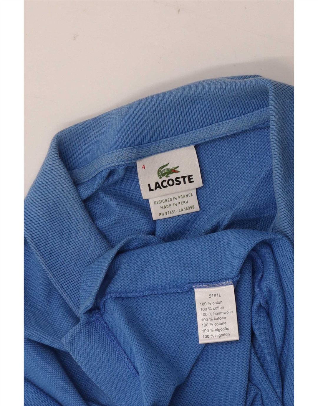 Polo Lacoste para hombre talla 4 algodón azul medio