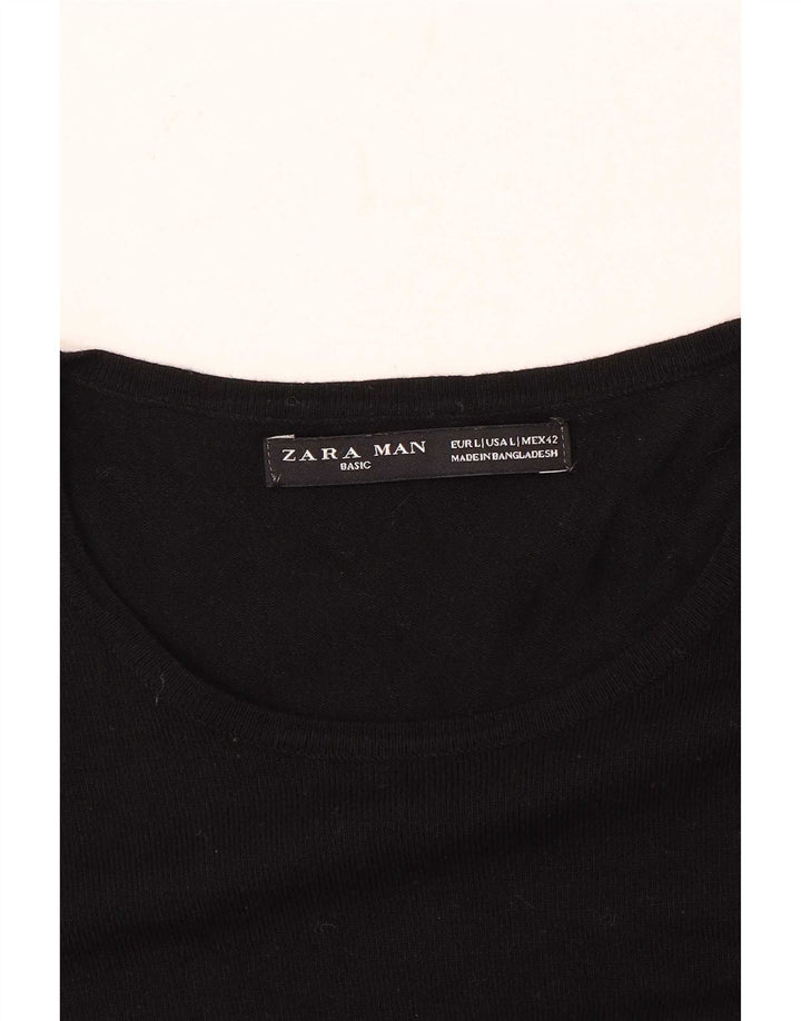 Zara Hombre Jersey De Cuello Redondo Jersey Grande Negro