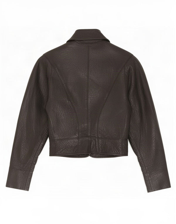 Vintage mujer cuero Bolero chaqueta Reino Unido 6 XS negro