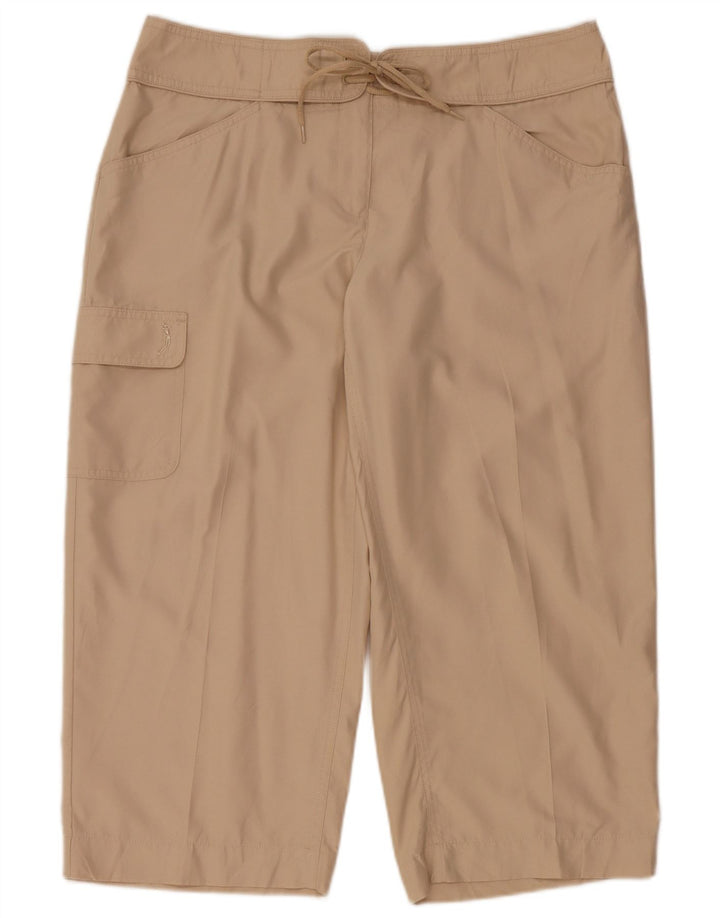 Izod Pantalones Capri Cargo para Mujer US 12 Grande W34 L21 Poliéster Beige