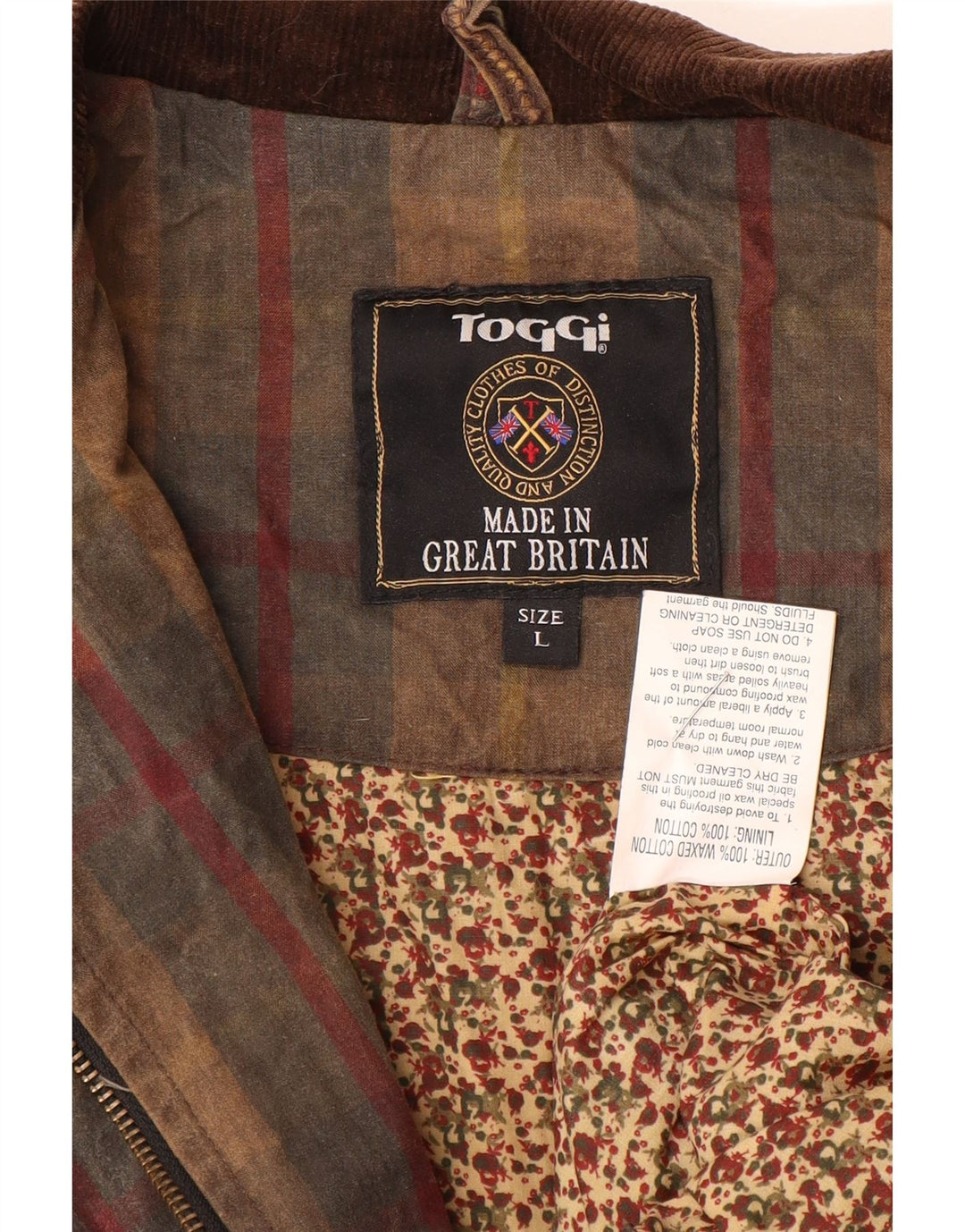 Toggi Chaqueta militar para mujer UK 46 Grande Algodón a cuadros marrón