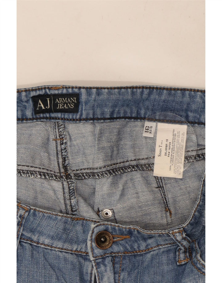ARMANI Vaqueros desgastados con corte de bota para mujer W31 L29 Algodón azul