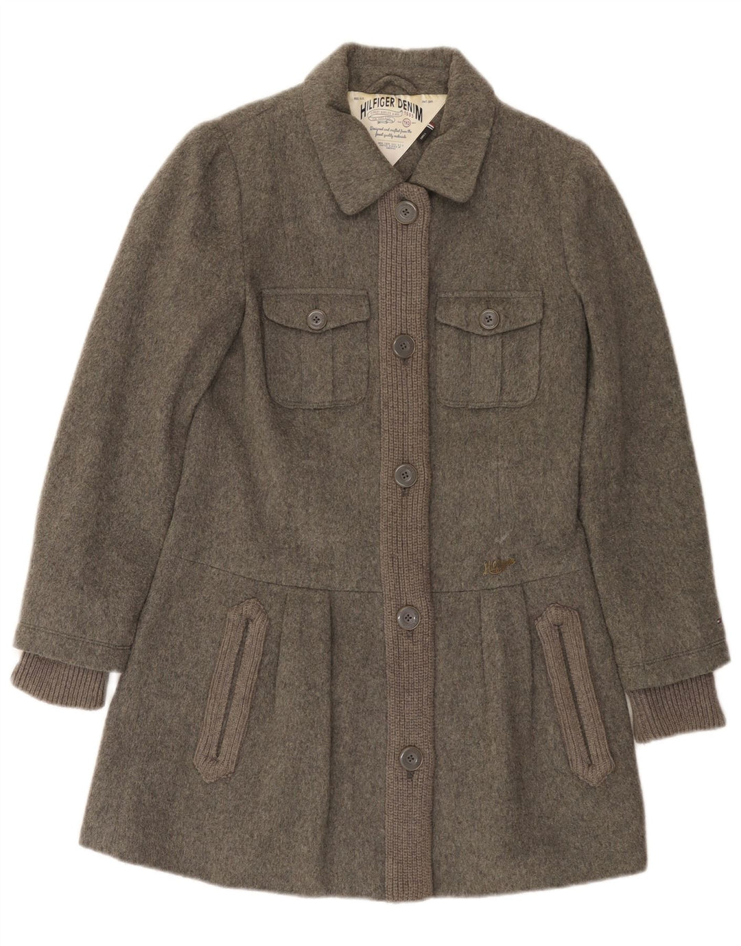 Tommy Hilfiger Abrigo para mujer UK 10 Small Grey Wool