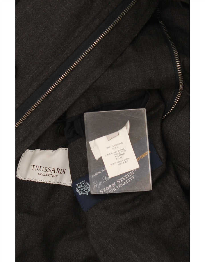 Abrigo Trussardi para hombre UK 40 Large Grey Wool